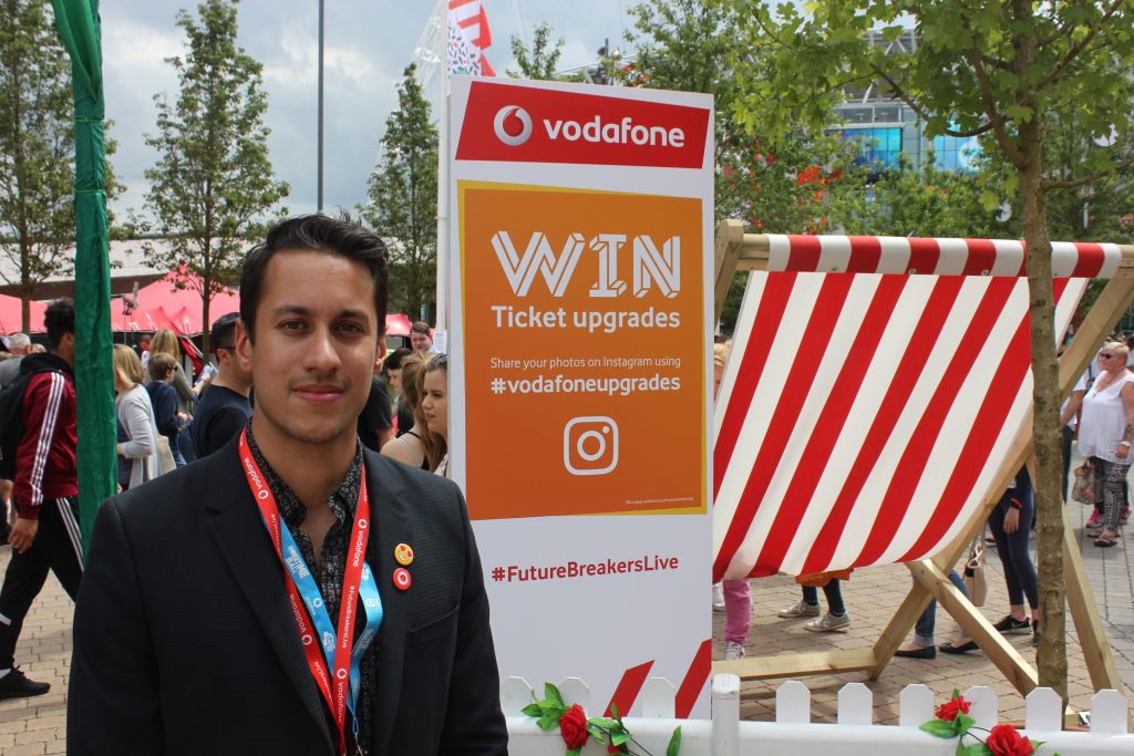 Daniel Underwood, Vodafone at Vodafone's brand activation en route to the Summertime Ball