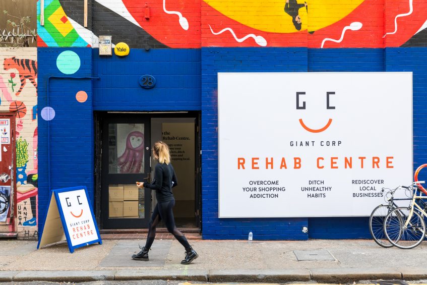 iZettle opens the world’s first Giant Corp Rehab Centre, a place that provides online shopping addicts with therapy aimed to curb people’s ‘buy it now’ shopping habits and encourages consumers to shop locally and support independent businesses.