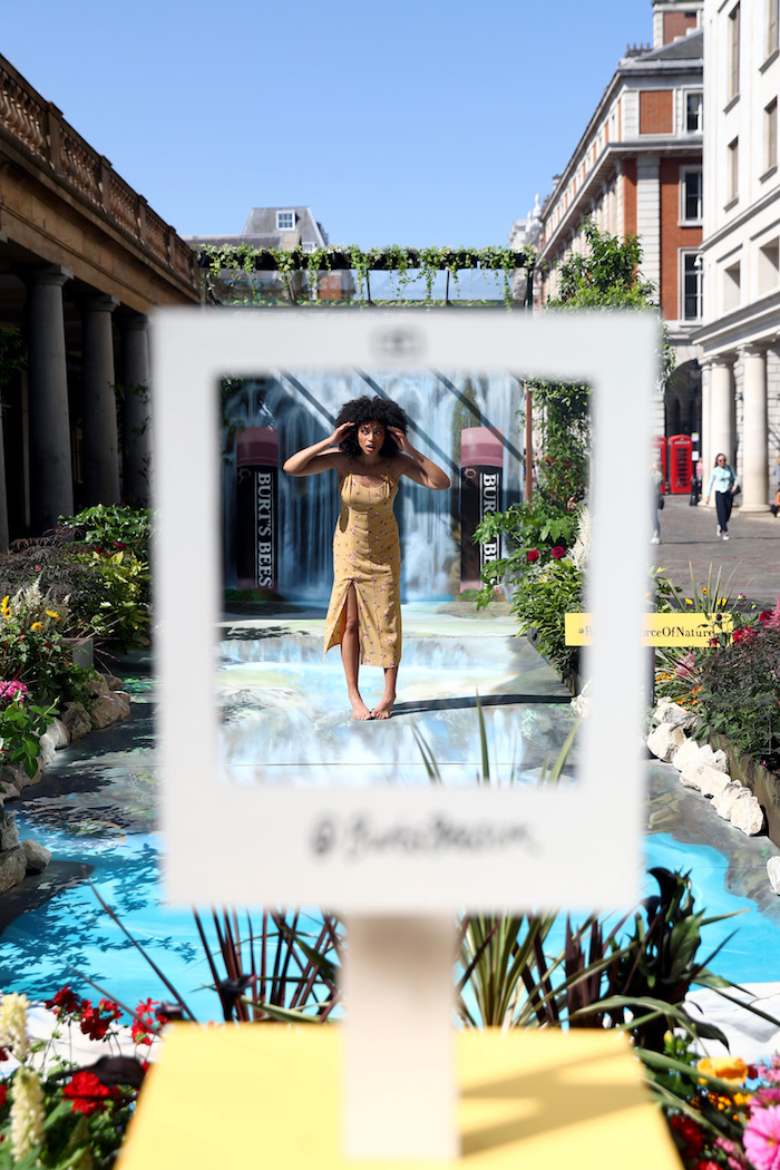 LONDON, ENGLAND - JUNE 27: Nature takes over Covent Garden as natural beauty brand Burt's Bees has today launched an immersive installation promoting its sustainably made, 100% natural origin Tinted Lip Balm range at Covent Garden on June 27, 2019 in London, England. (Photo by Clive Rose/Getty Images for Burt's Bees)