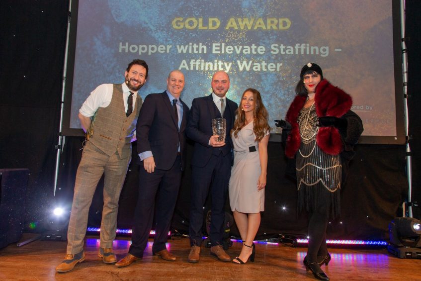 SpaceandPeople's Andrew Bodwick presented the award to Hopper, Elevate and Affinity Water